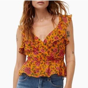 Veronica Beard Randa Ruffled Floral Silk Top size 10